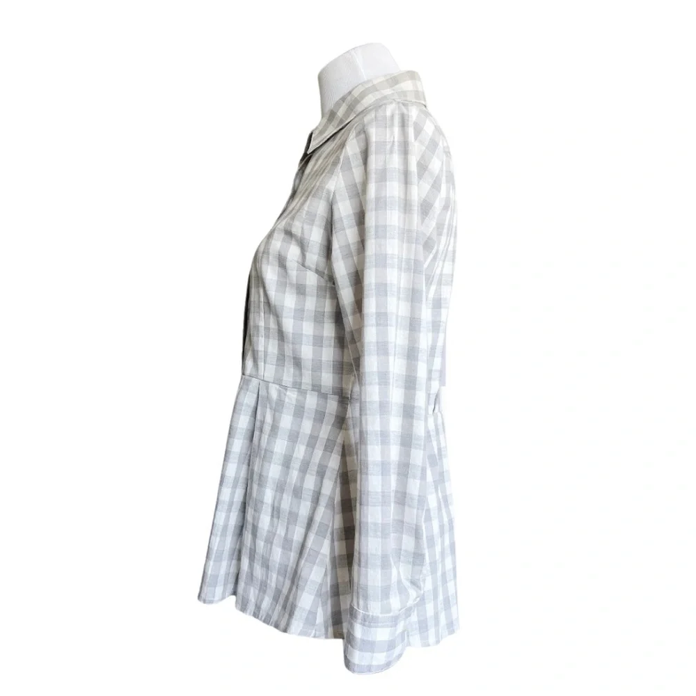 Anthropologie 11 1 Tylho Gingham Peplum Button Down Shirt Women’s Top Small